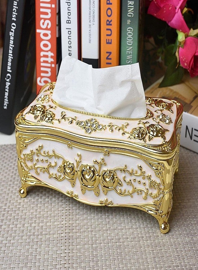 Lesige Vintage Tissue Box Holder,Luxury Facial Napkin Holder,Toilet Paper Holder for Home Office Bathroom Car Automotive Decor (White and Gold) - Image 5